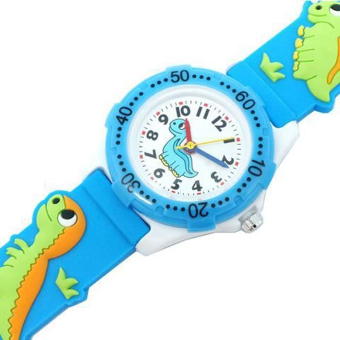 Reloj infantil SHARPHY para niños, bonito reloj de dinosaurio a la moda, azul, resistente al agua, correa de silicona.