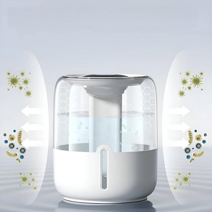 Humidificador de 6,8 litros, pantalla LED, doble salida de niebla, luz nocturna, funcionamiento silencioso, portátil, color beige.