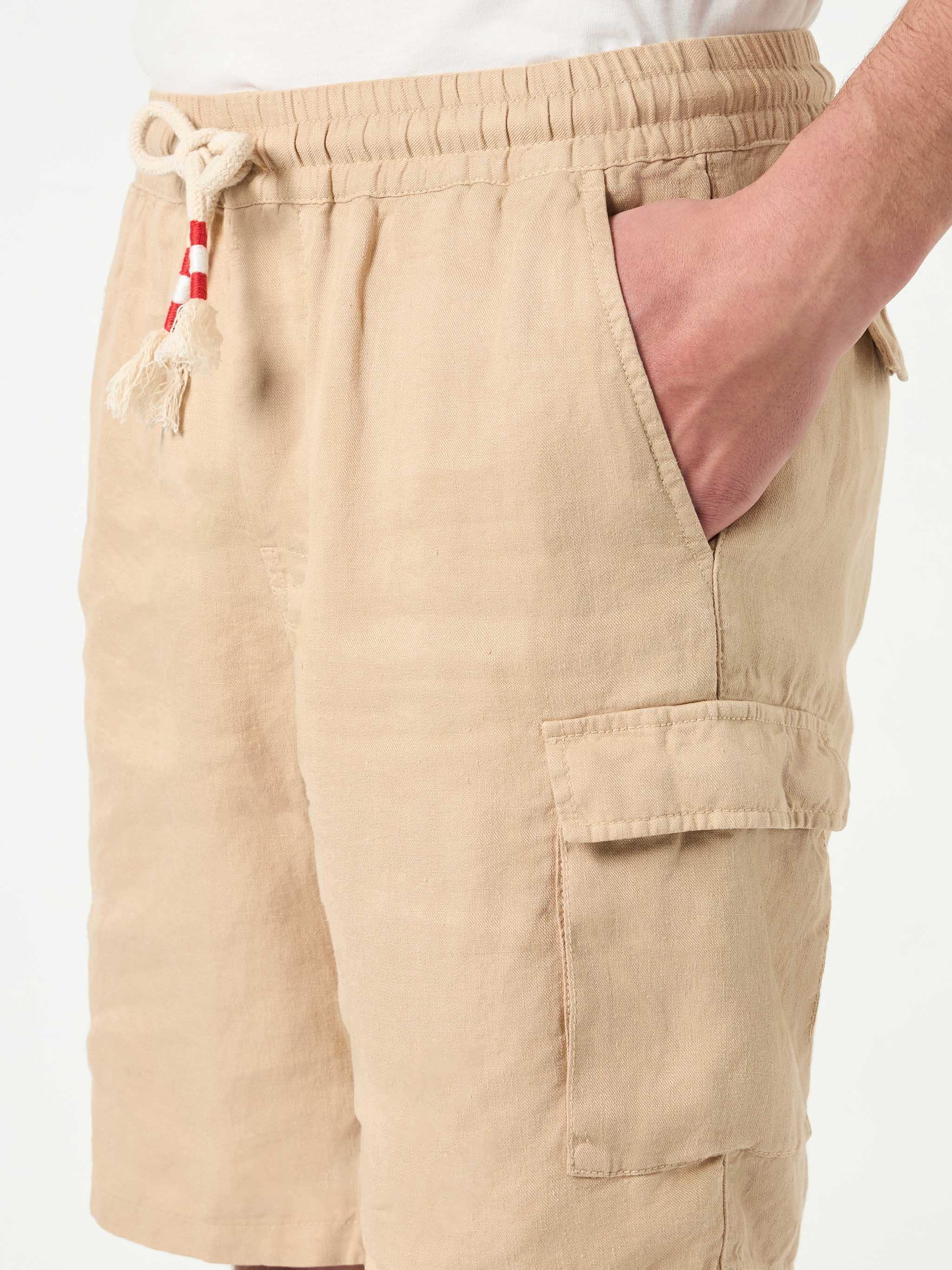 Beige linnen Bermuda-shorts