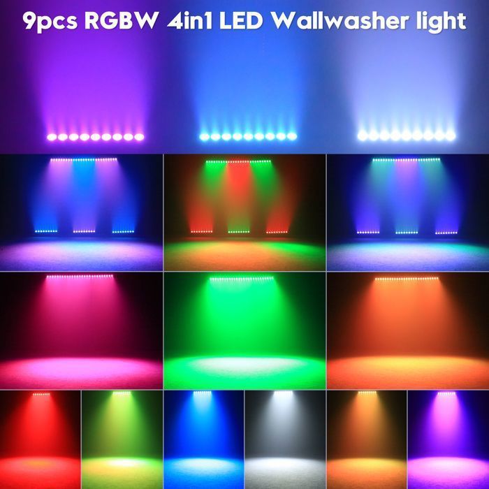 UKing 9 LED RGBW Testa mobile 4 in 1 con effetti dinamici, luce da palco per DJ con telecomando per piccoli spazi e discoteche (2 pezzi)