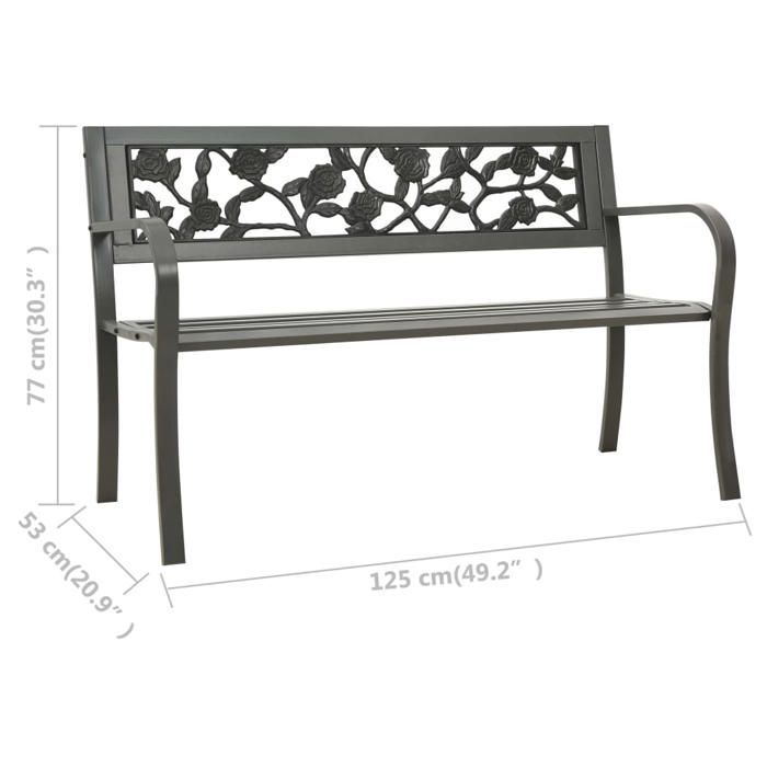 Gris Magnifique Banc de jardin - 2 PLACES - 125cm acier gris 125x53x77cm - Banc Park CL5962177