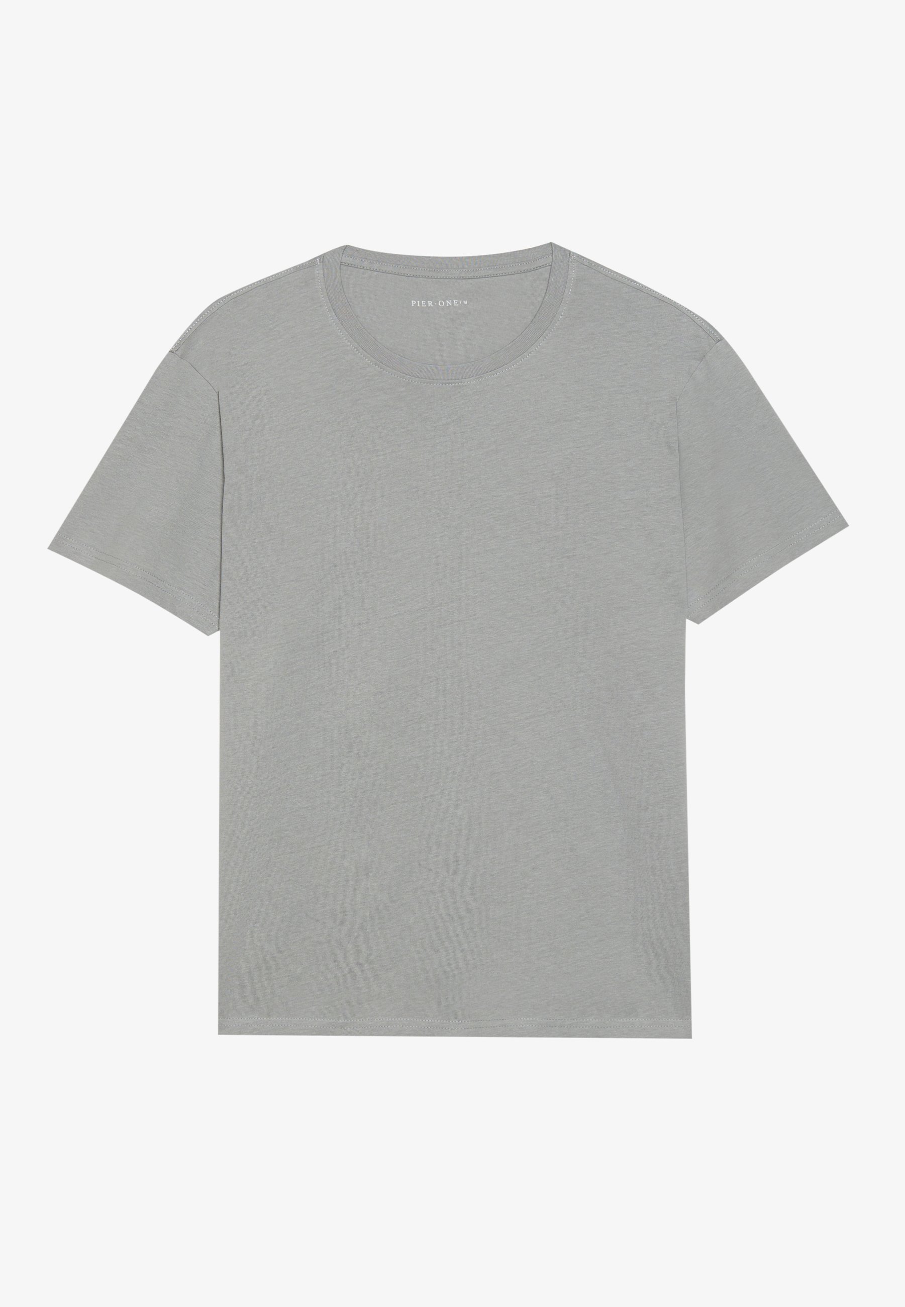 Pier One 5er-Pack – Basic-T-Shirt – Bordeaux/Hellgrau/Braun