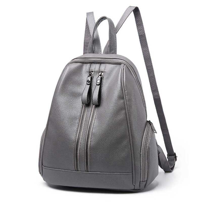 Zaino in pelle da donna, zaini tinta unita da donna per adolescenti, zaino rosa da ragazza, borsa da viaggio da donna, borsa nera da giorno 2018