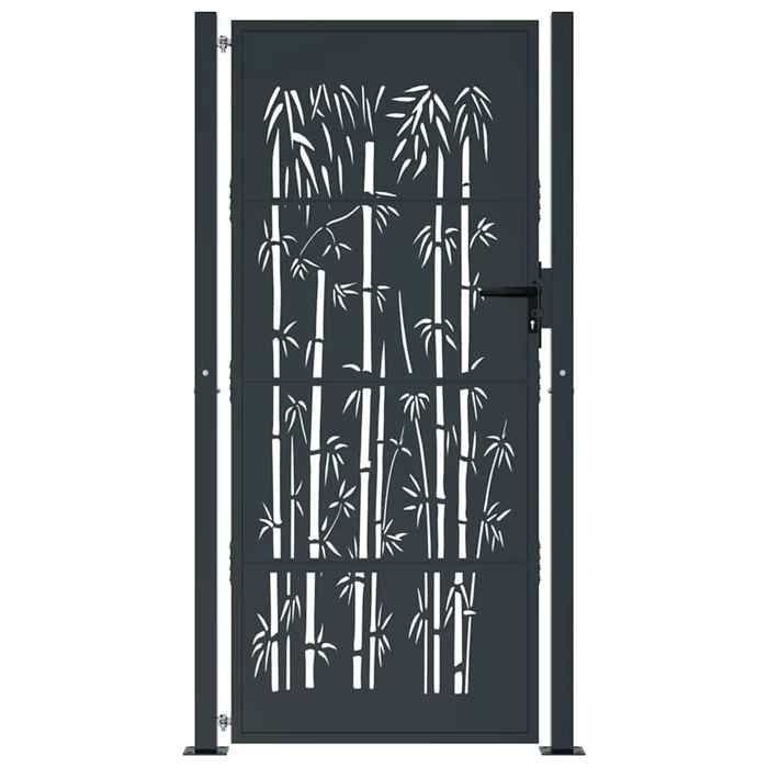 vidaXL Portail de Jardin, Portillon de Patio, Barrière de Sécurité, Porte d'Extérieure Terrasse, Anthracite 105x180 cm Acier 153182
