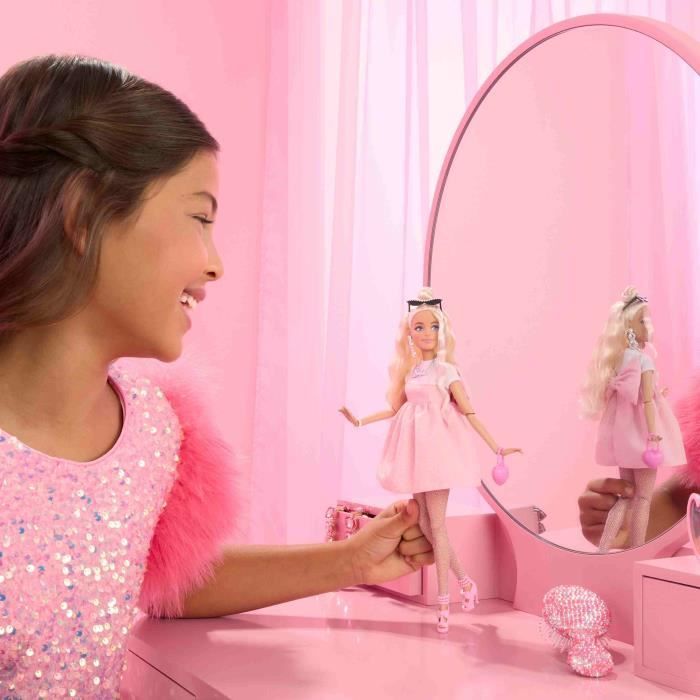 Barbie-Deluxe Style-Poupée Barbie Blonde À Robe Rose Pastel - 4ans+ - HYV27