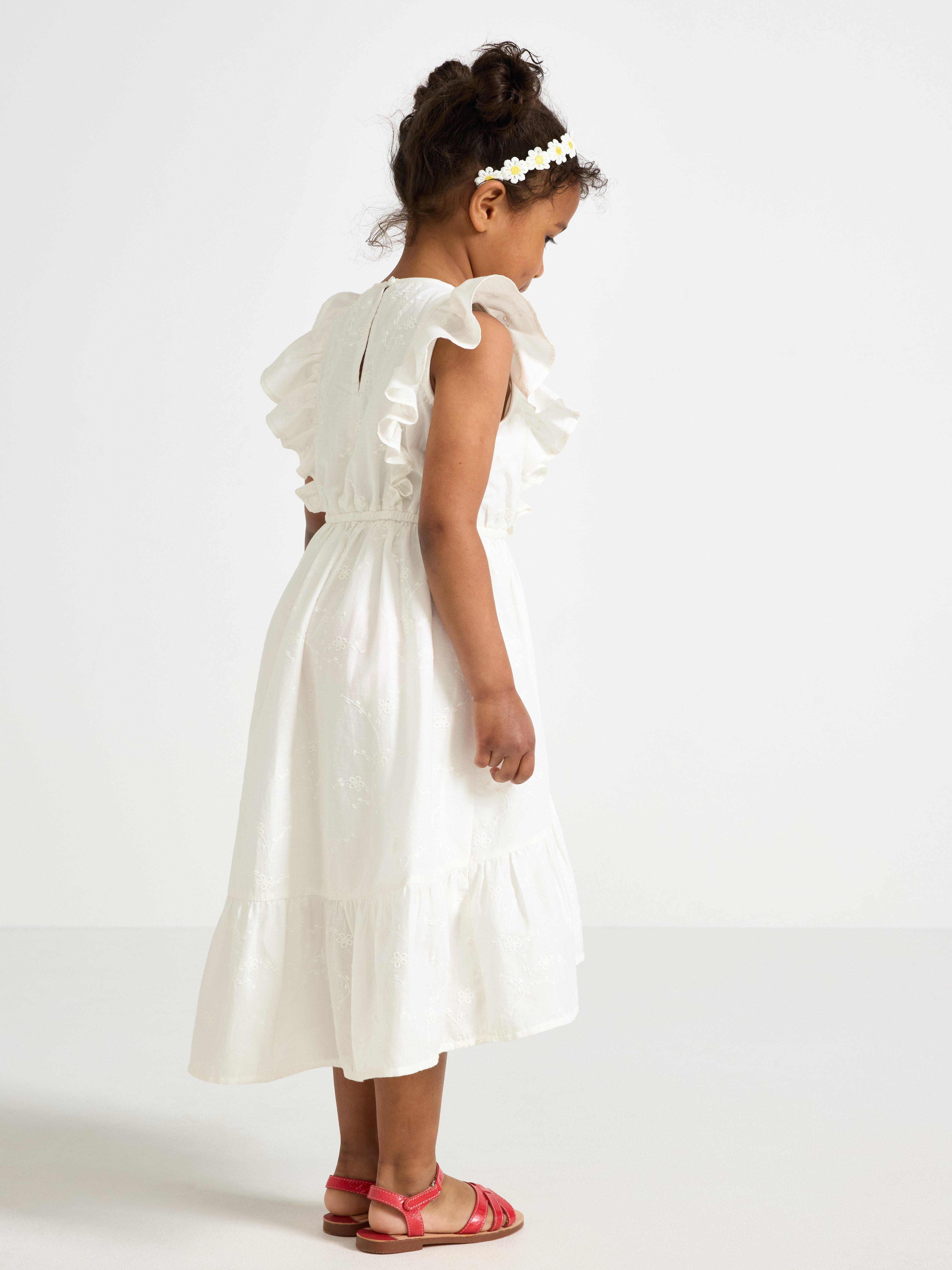 Rochie cu broderie Alb deschis la culoare