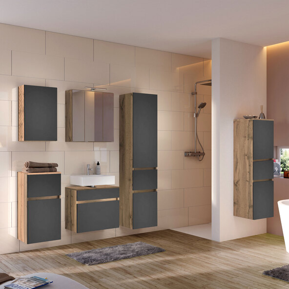 Lincoln base cabinet, 40 cm, matt grey/wotan oak
