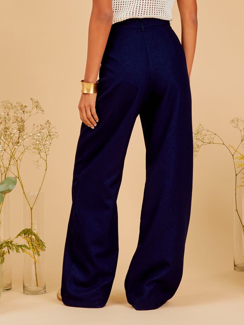 Rechte broek met hoge taille - BLAUW