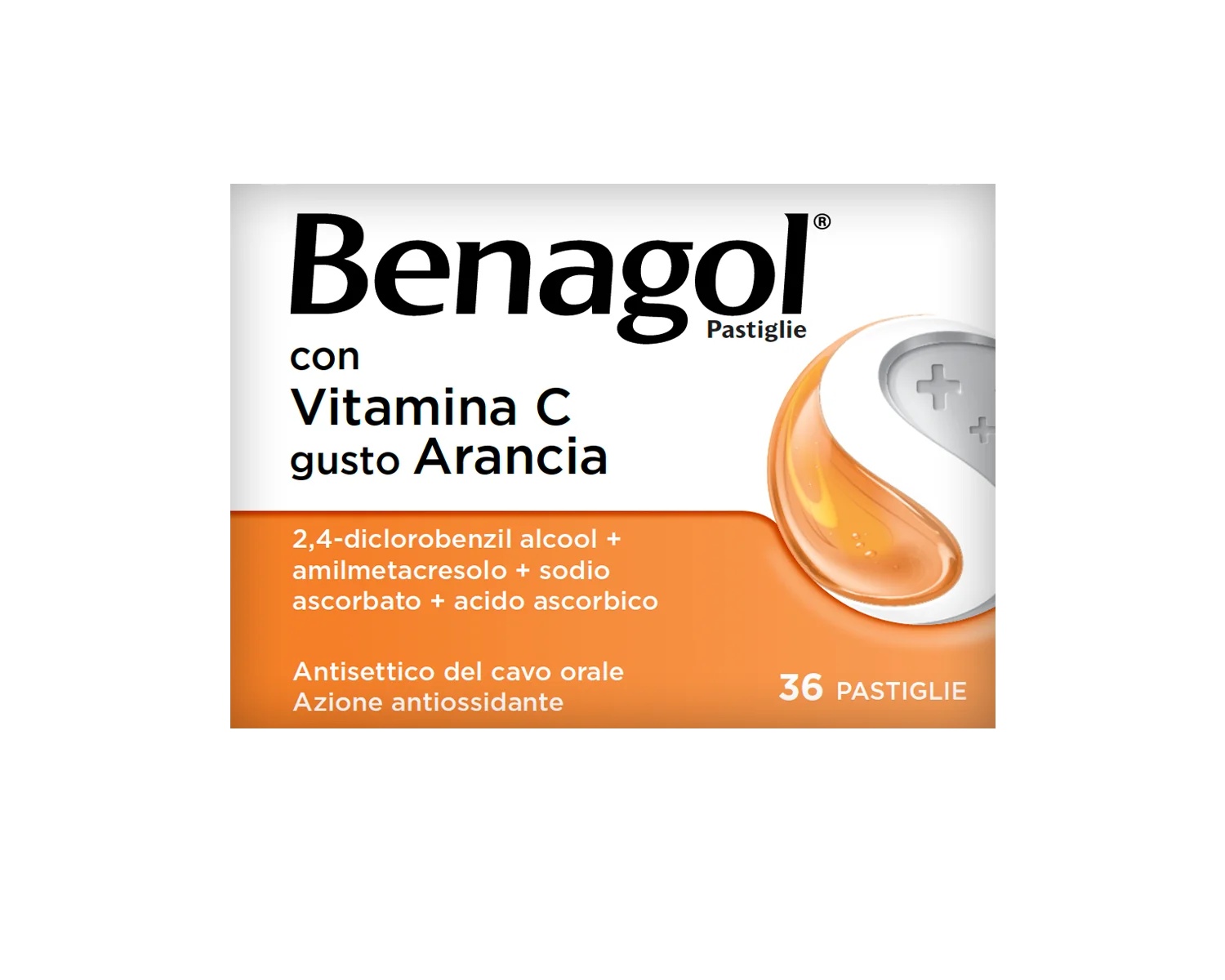 BENAGOL Comprimidos de Benagol con vitamina C con sabor a naranja 36 comprimidos antisépticos orales