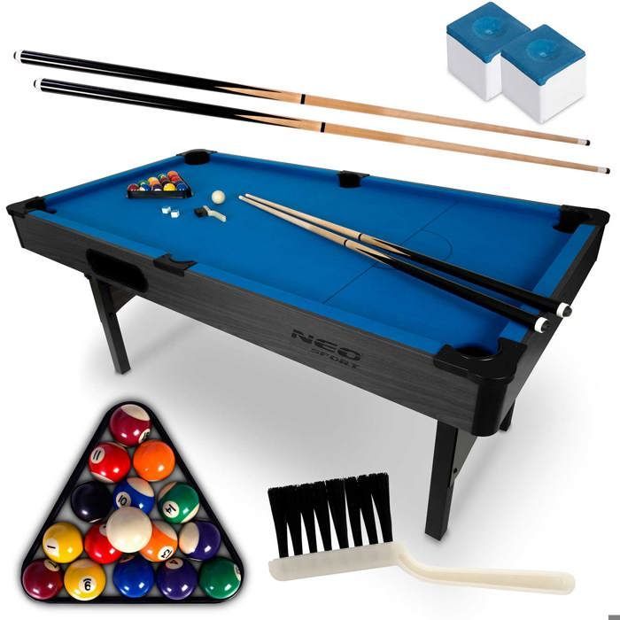 Mesa de bilhar de 1,83 m (6 pés) - Neo-Sport - Modelo NS-809 - 178 x 95 x 80 cm - 16 bolas - 2 tacos de 92 cm - 6 caçapas com guia