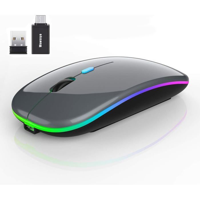 Ratón óptico inalámbrico KAL - Ratón inalámbrico USB de 2,4 GHz con Bluetooth, seguimiento óptico de 1600 DPI, modo dual, recargable, para PC/Mac/iPad