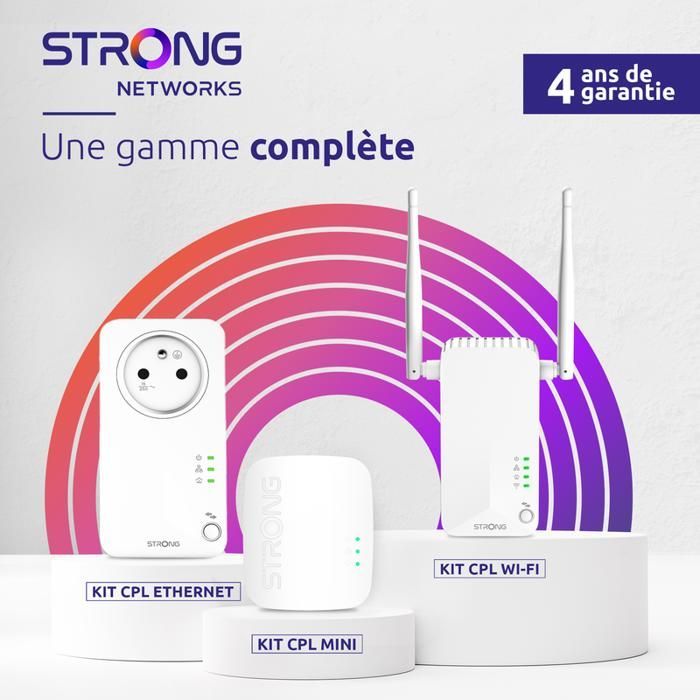 STRONG - Kit CPL 600 Mbps - Toute Box/Routeur - Fast Ethernet + Prise Filtrée - Plug & Play - Internet Haut Débit - Streaming 4K