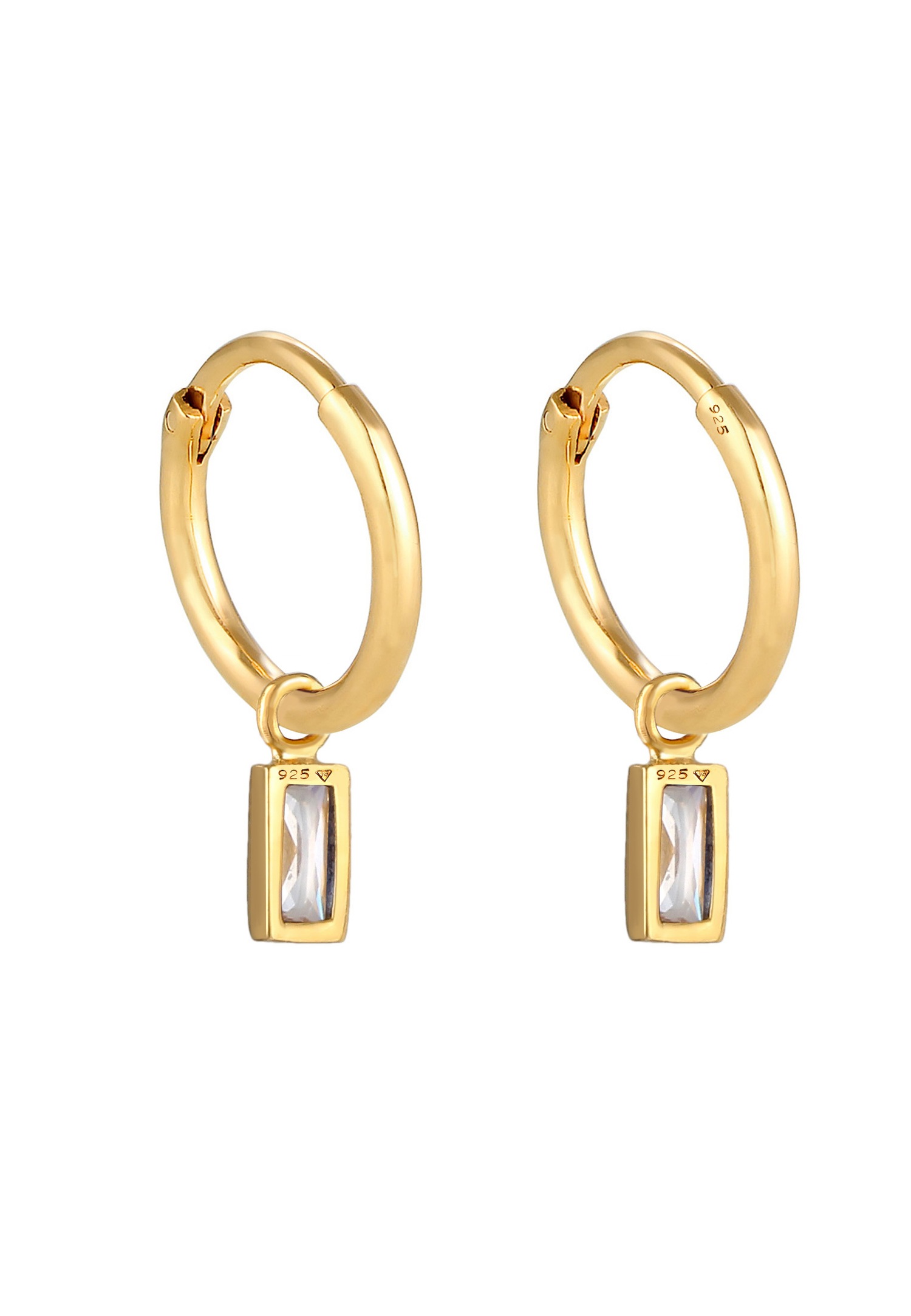 Elli Élégant Filigrane avec des Zircones Boucles d'Oreilles Femme - (925/1000) Argent Plaqué Or