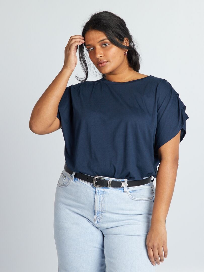 Effen T-shirt met korte mouwen - GRIJS