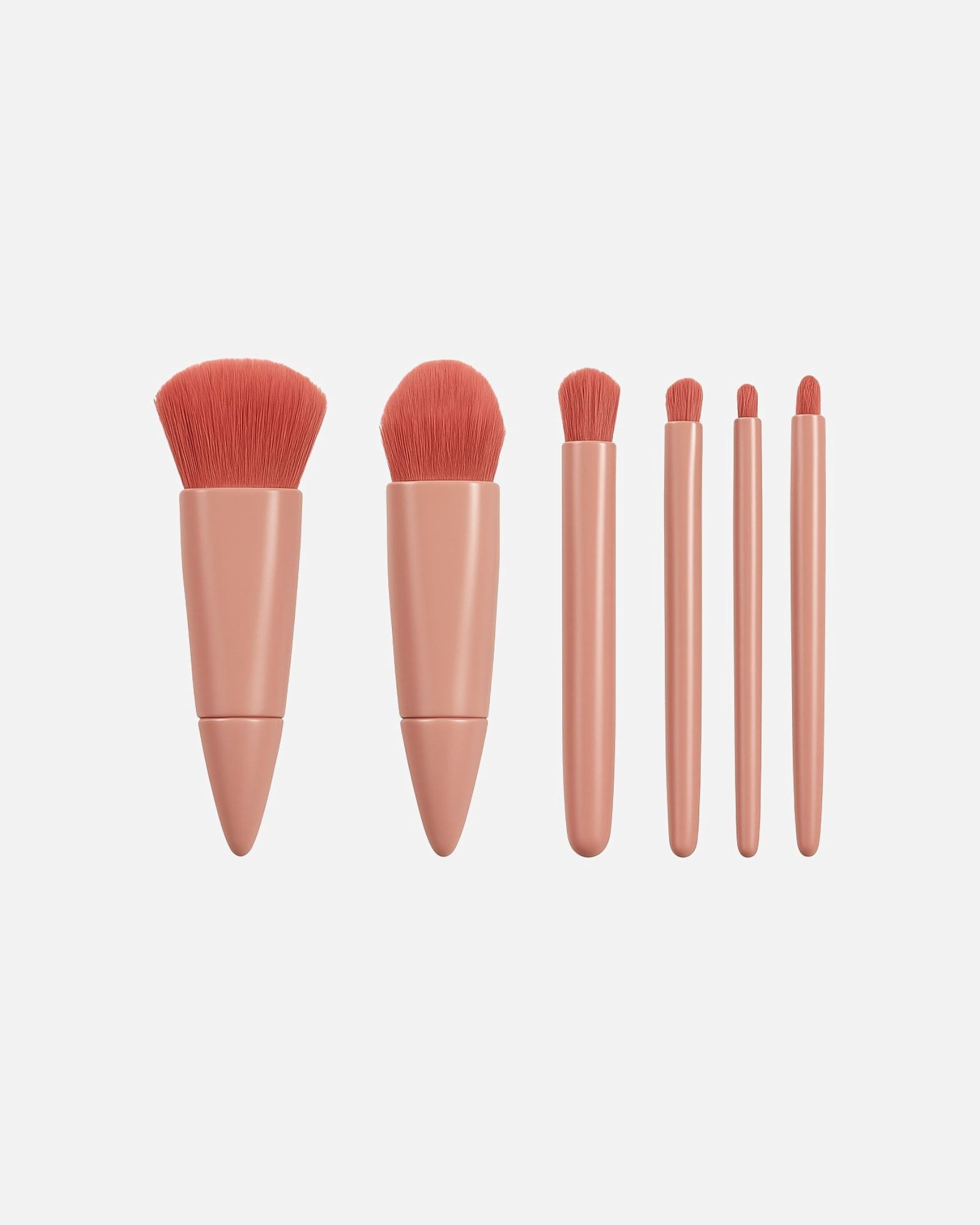 Sada štetcov Technique Pro, 5-dielna cestovná sada štetcov na make-up so zrkadielkom – ružová