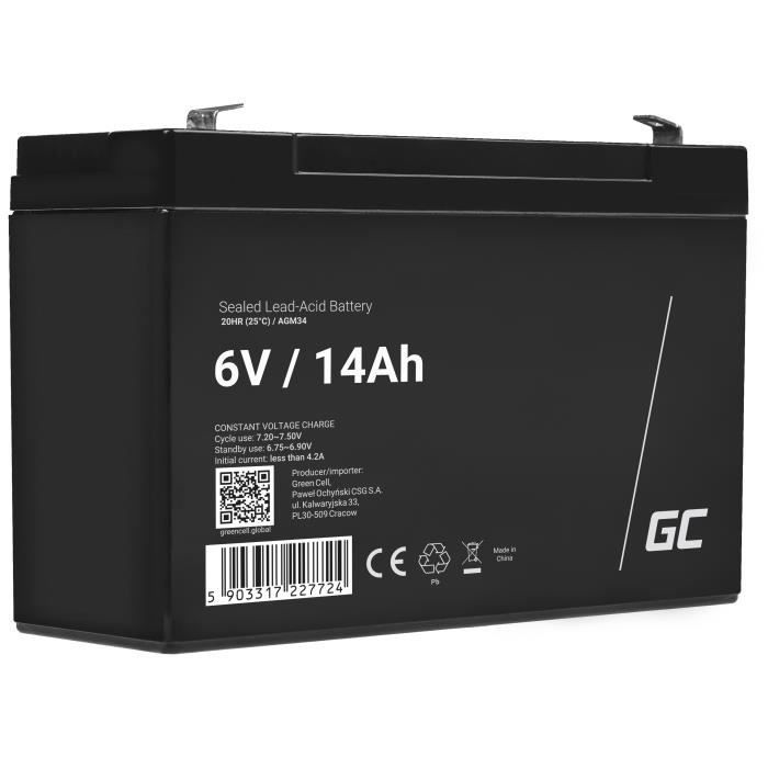 GreenCell® Rechargeable Batterie AGM 6V 14Ah accumulateur au Gel Plomb Cycles sans Entretien VRLA Battery étanche Résistantes