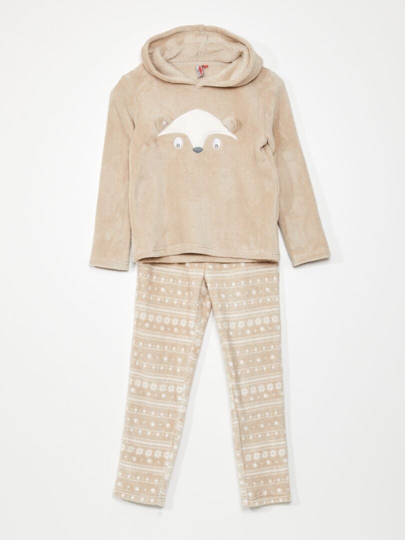 Conjunto de pijama de felpa - 2 piezas - BEIGE