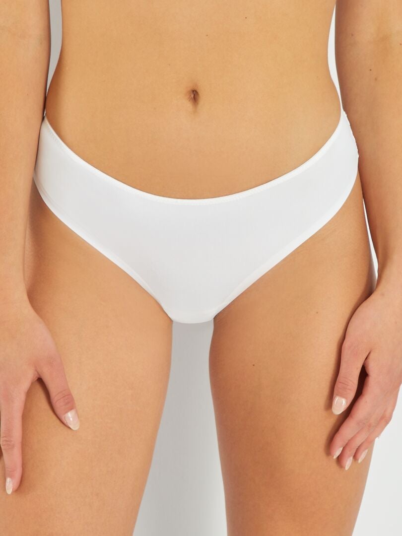 Stringtanga van microvezel en kant - Wit