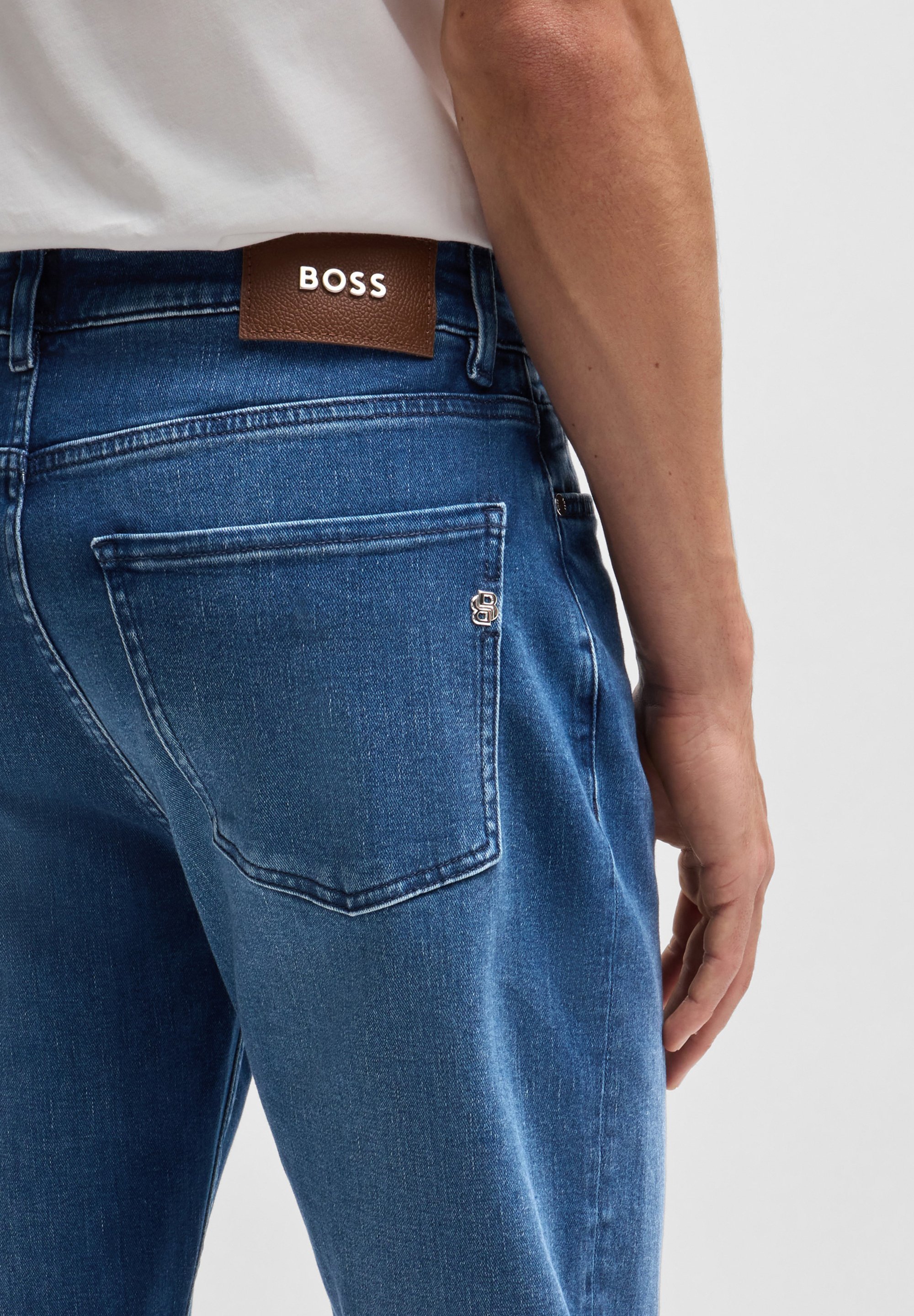 BOSS MAINE - Jean droit - bleu moyen