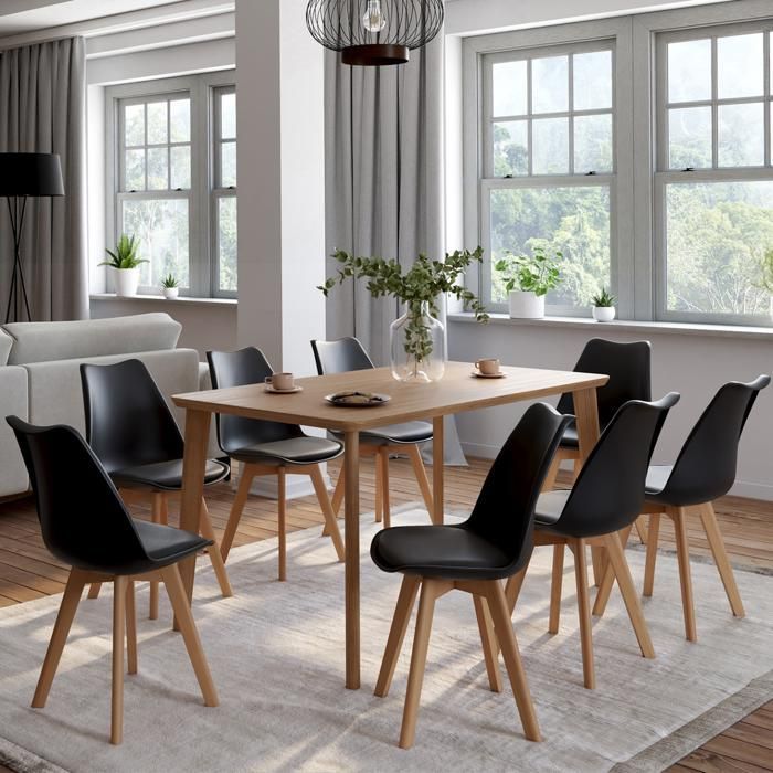 Set di 8 sedie da pranzo scandinave SARA di IDMARKET, nere