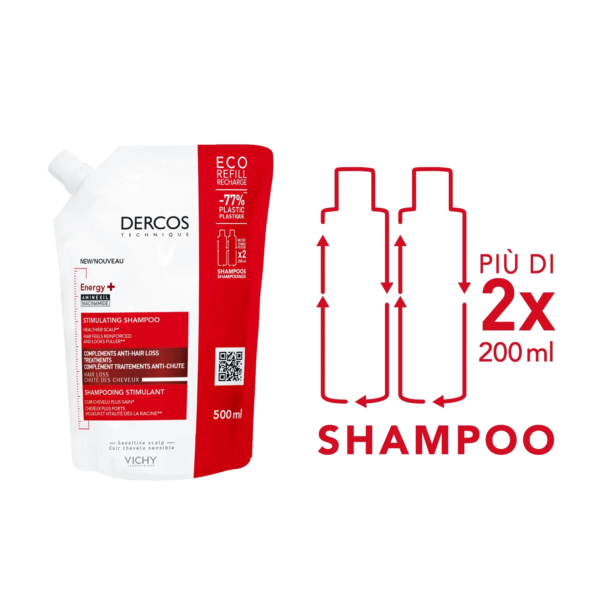 VICHY Vichy Dercos Eco Recharge Energiegevende Shampoo tegen Haaruitval 500 ml