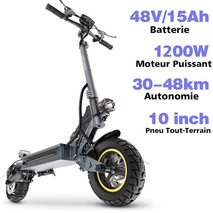 Trottinette Electrique Pliable iENYRID S1 1200W 48km Autonomie 48V/15Ah 10'' Pneu Tout-Terrain 45km/h Max 3 Vitesses 120kg Charge