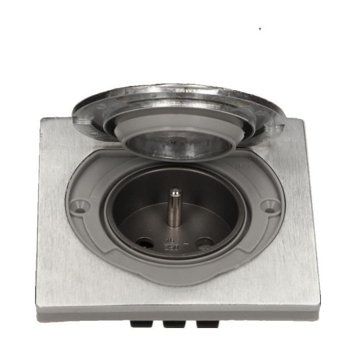Waterdicht stopcontact - Roestvrij staal - 2P+E - IP55 - 3680W - Voor buiten