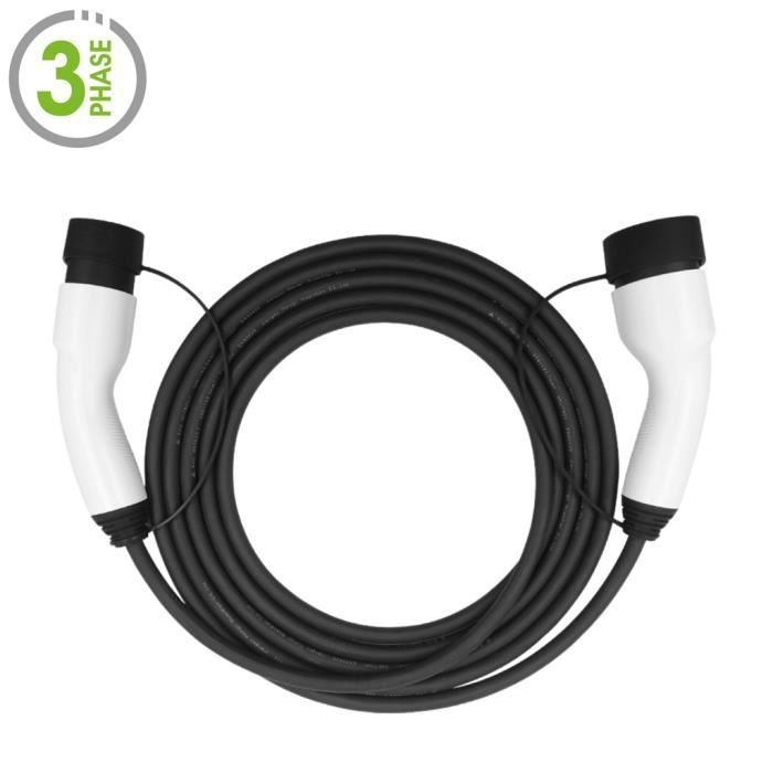 Cable de carga para vehículos eléctricos de 22 kW y 32 amperios / Trifásico / 5 m / Tipo 2 a Tipo 2 para Tesla BYD Atto 3 MG4 ZS