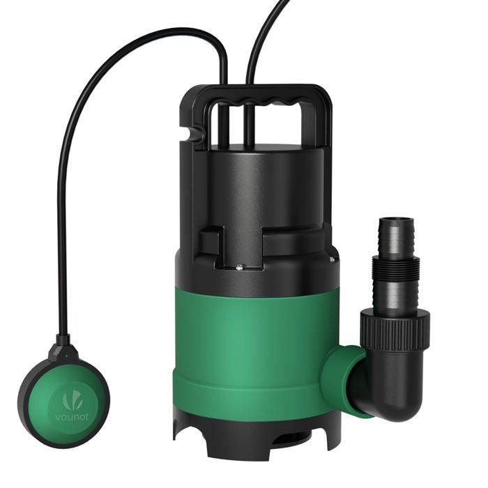 VOUNOT® Pompe d'évacuation pour eaux chargées 8000L/h - profondeur 7m - automatique avec flotteur - protection thermique