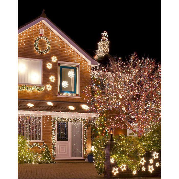 Lot de 2 guirlandes lumineuses solaires extérieur 12m 120 LED IP55 8 modes 800mAh