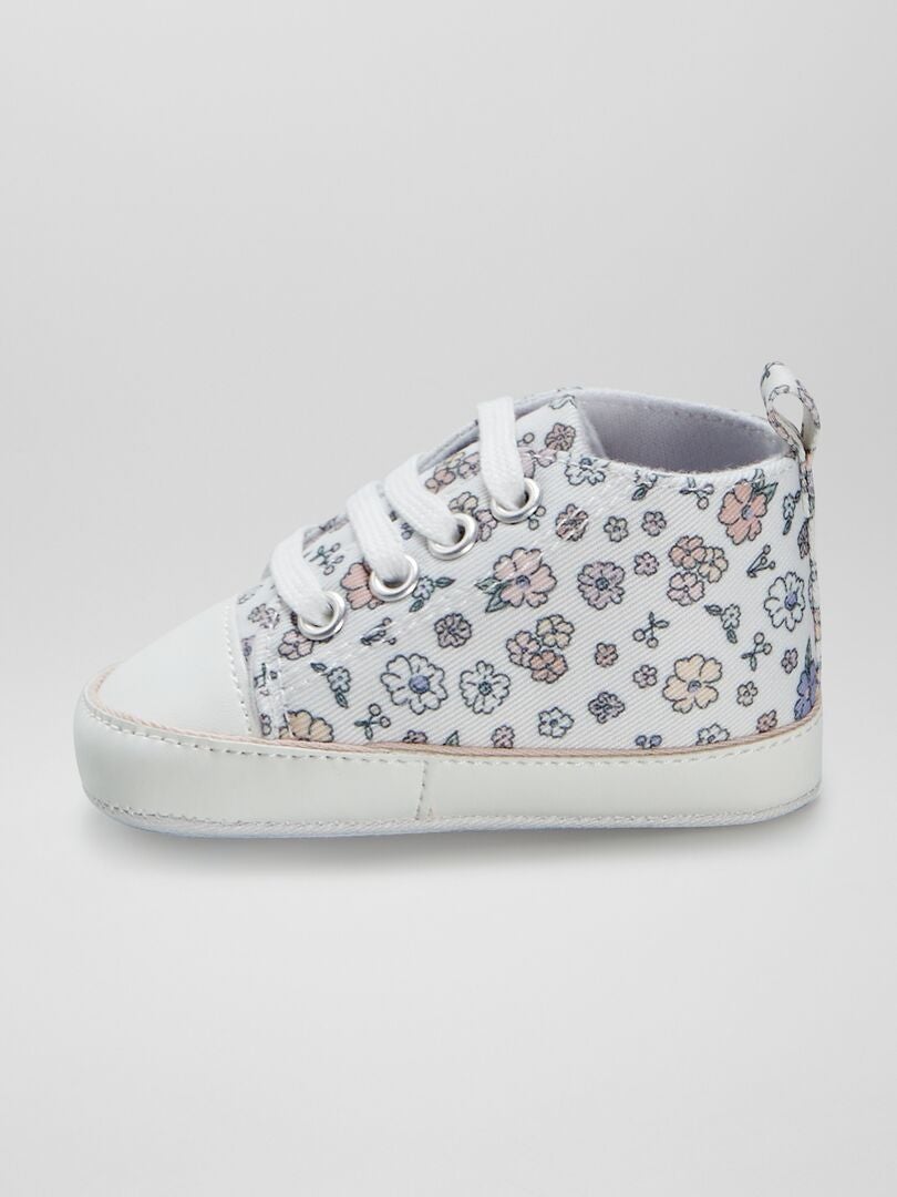 Hoge sneakers van canvas met bloemenprint - BEIGE