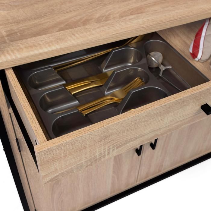 IDMARKET Detroit 120 cm keukenbuffet, 6 deuren, industrieel design + lade