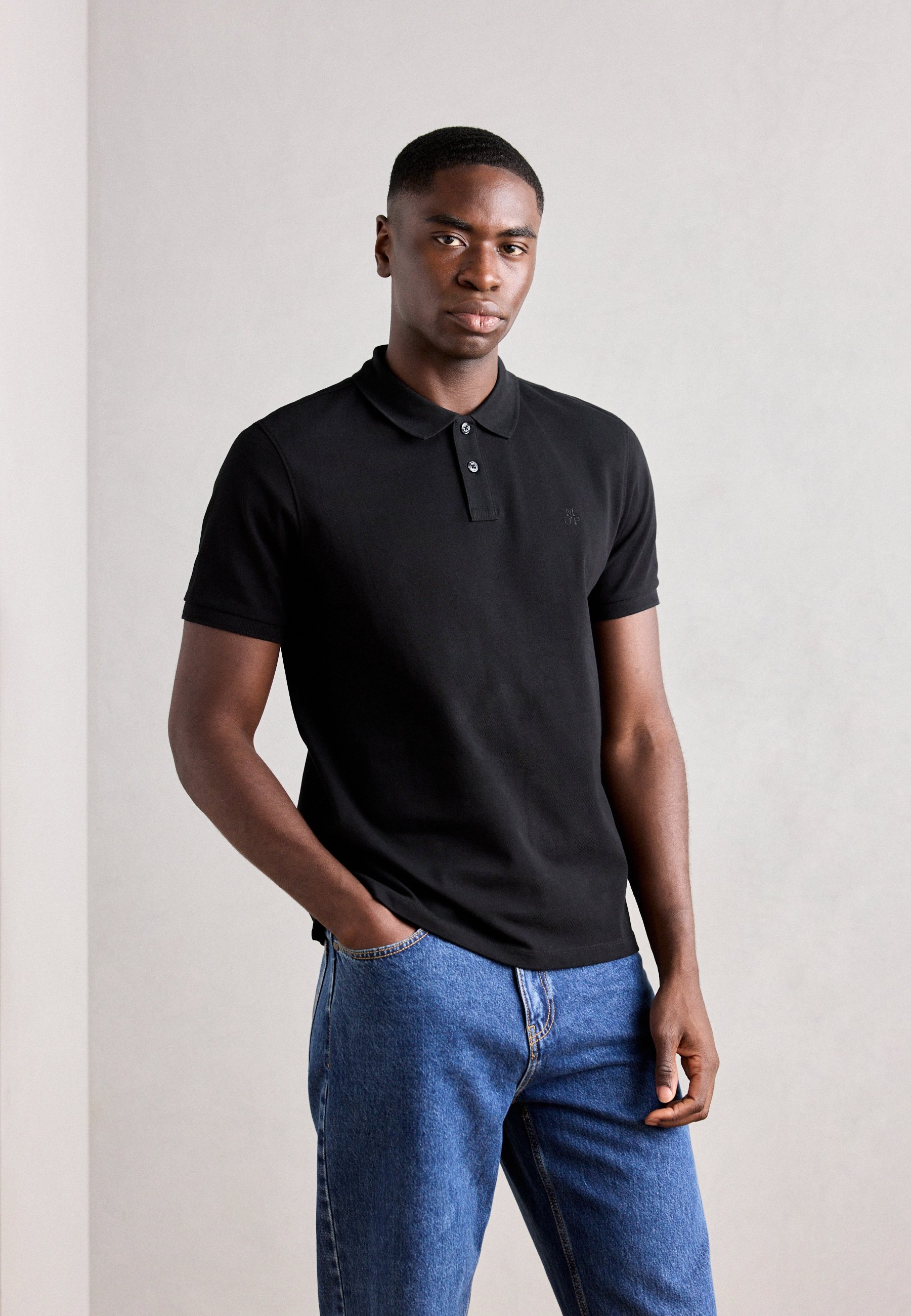 Marc O'Polo Poloshirt met korte mouwen - zwart