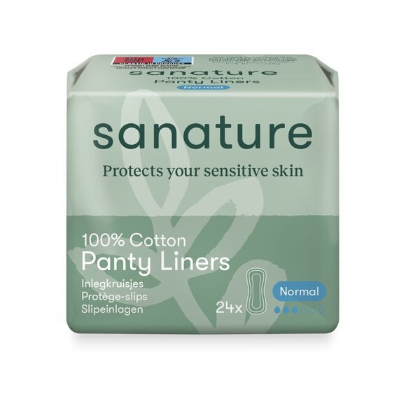 „Sanature“ 100 % medvilnės įprasti įklotai<br>24 vnt.