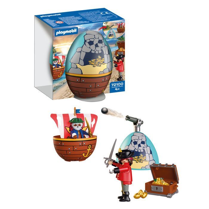Playmobil 72100 2-in-1 ei: Pirateneiland, Piraten, 34 onderdelen, Paascadeau, Leeftijd 4+