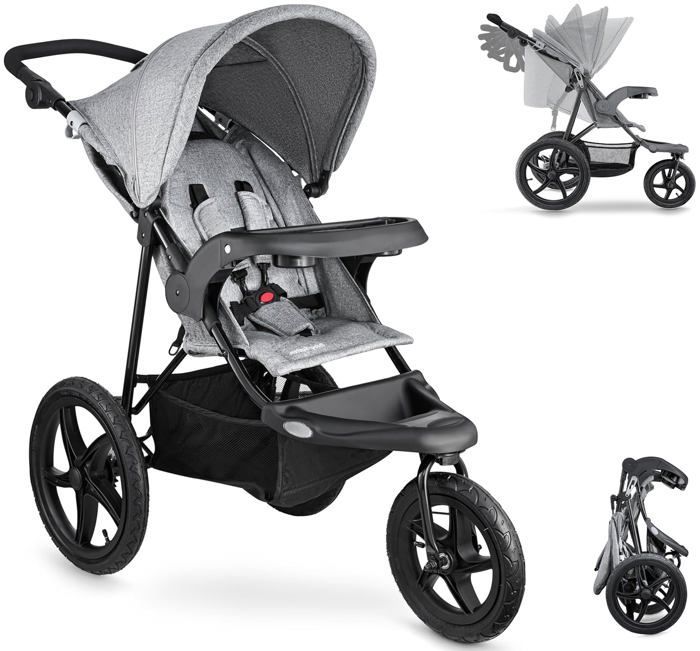 Moby-System Mountain Buggy 3-Wheel Stroller, Foldable up to 15 kg, Easy to Turn, Reflective Strips, 5-Point Harness