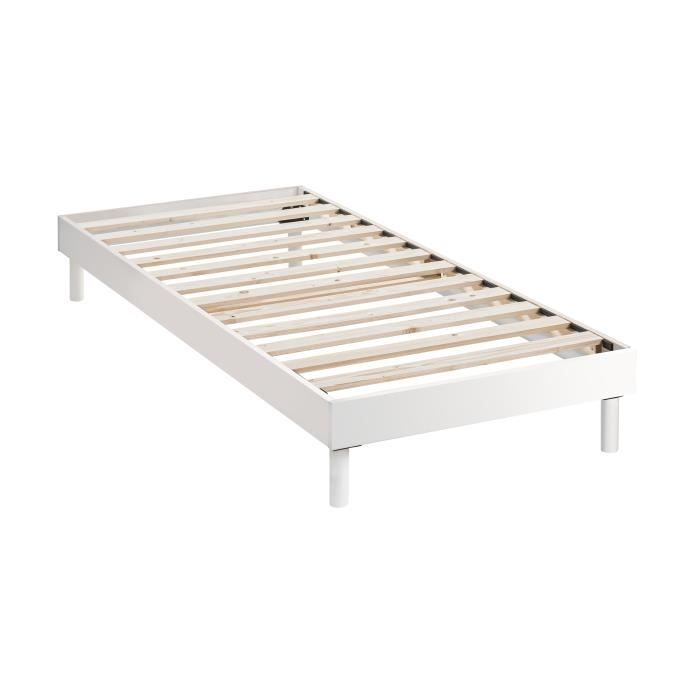 Base de cama Eco Easykit branca 90x190 - 12 ripas largas - Altura 27cm - Montagem rápida e fácil