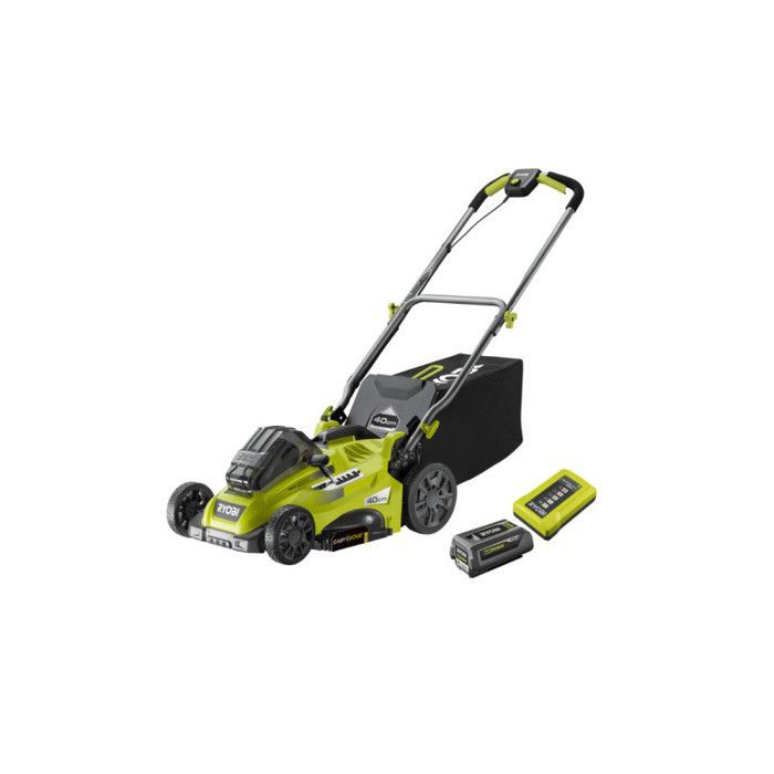 RYOBI - 36V Push Lawnmower - 40cm Cutting Diameter - Collection and Mulching - 1 x 5.0Ah Lithium+ Battery and 1.7A Charger - RLM36X41H50G