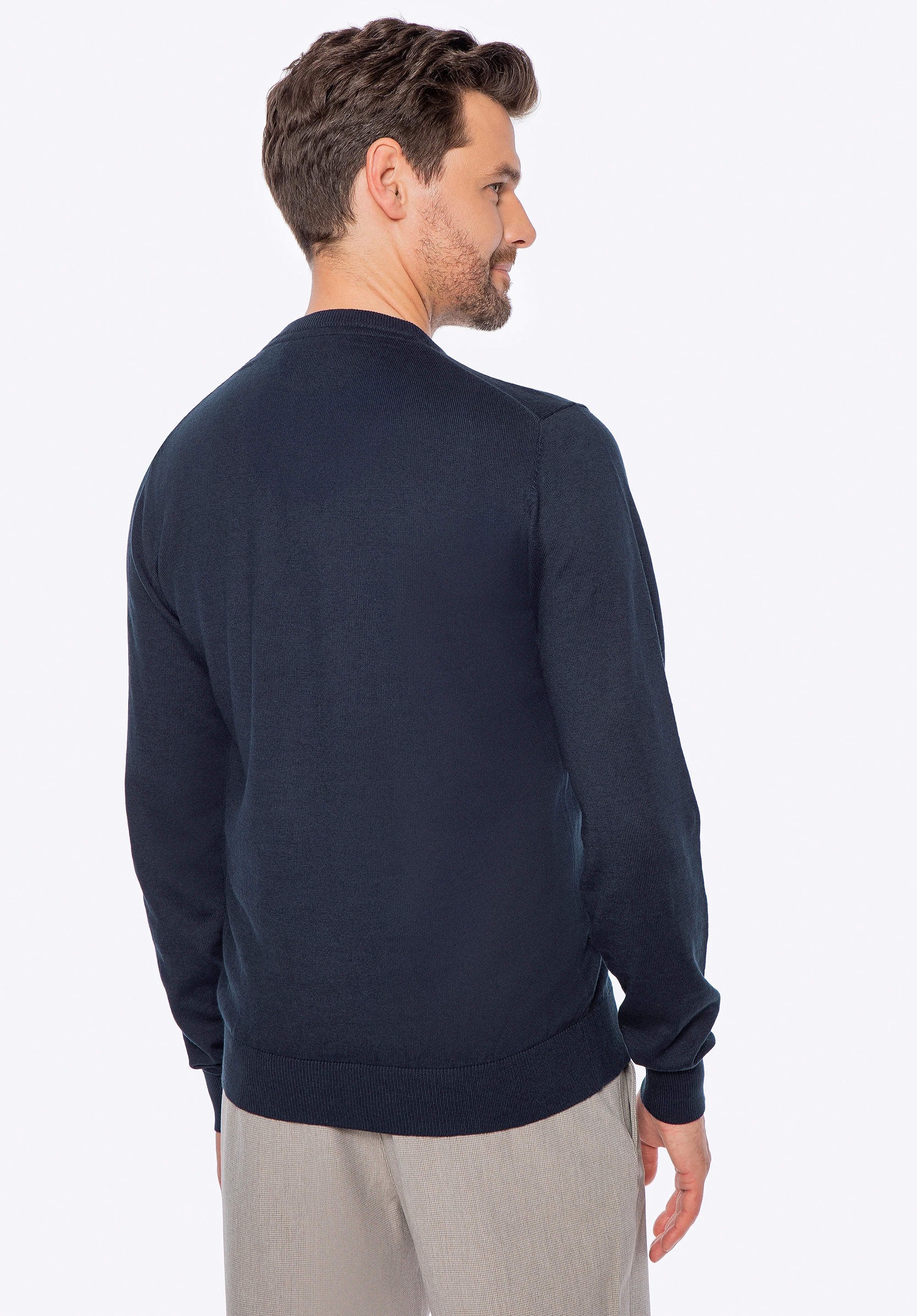Sweter męski bawełniany z kaszmirem granatowy