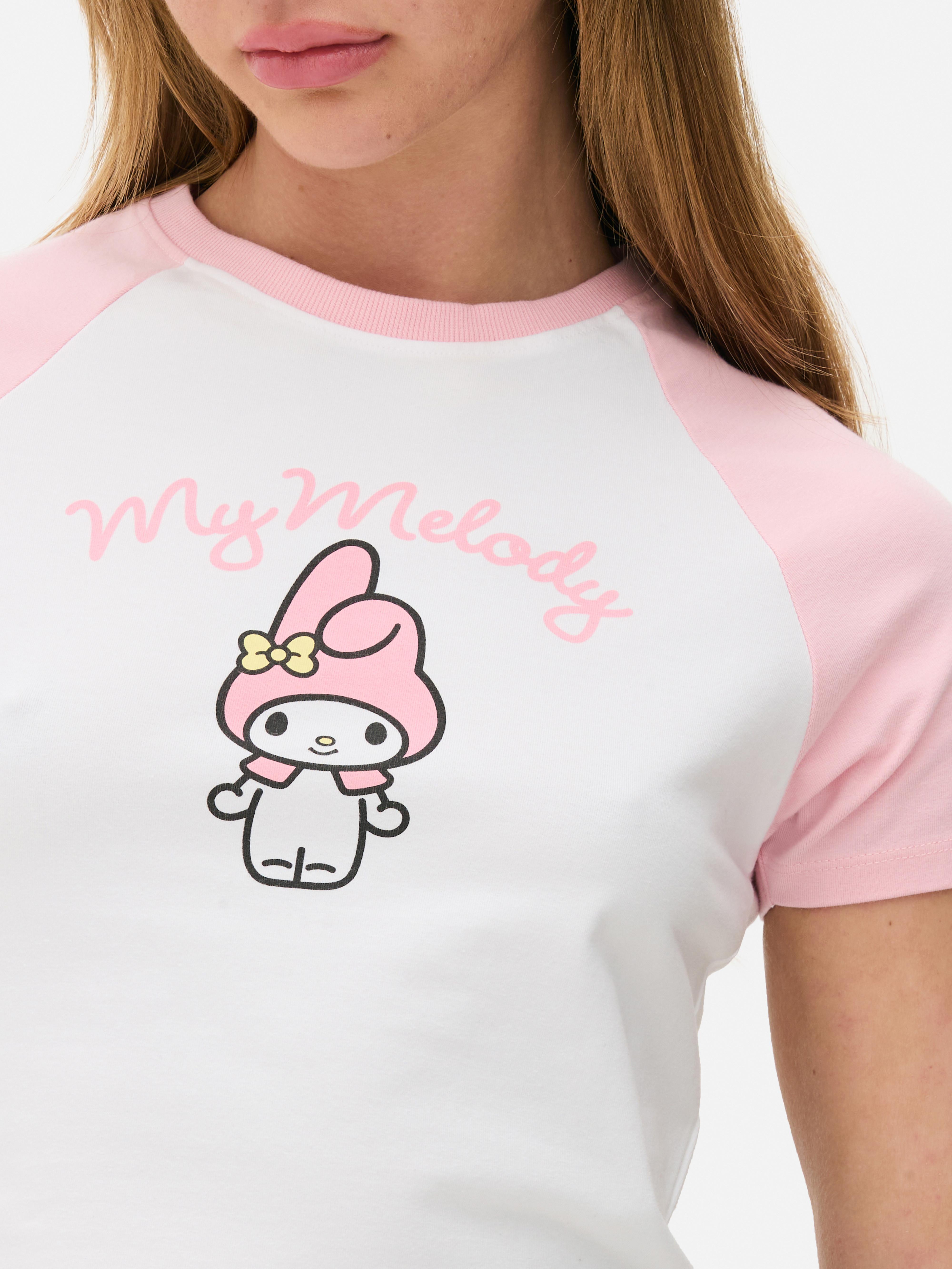 Tricou pentru bebeluși Hello Kitty My Melody Un tricou pentru bebeluși cu mâneci raglan scurte și un design My Melody