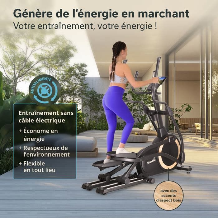 Elíptico Skandika Carbon P25-G Connected - Volante de 25 kg - Dobrável - Autossuficiente