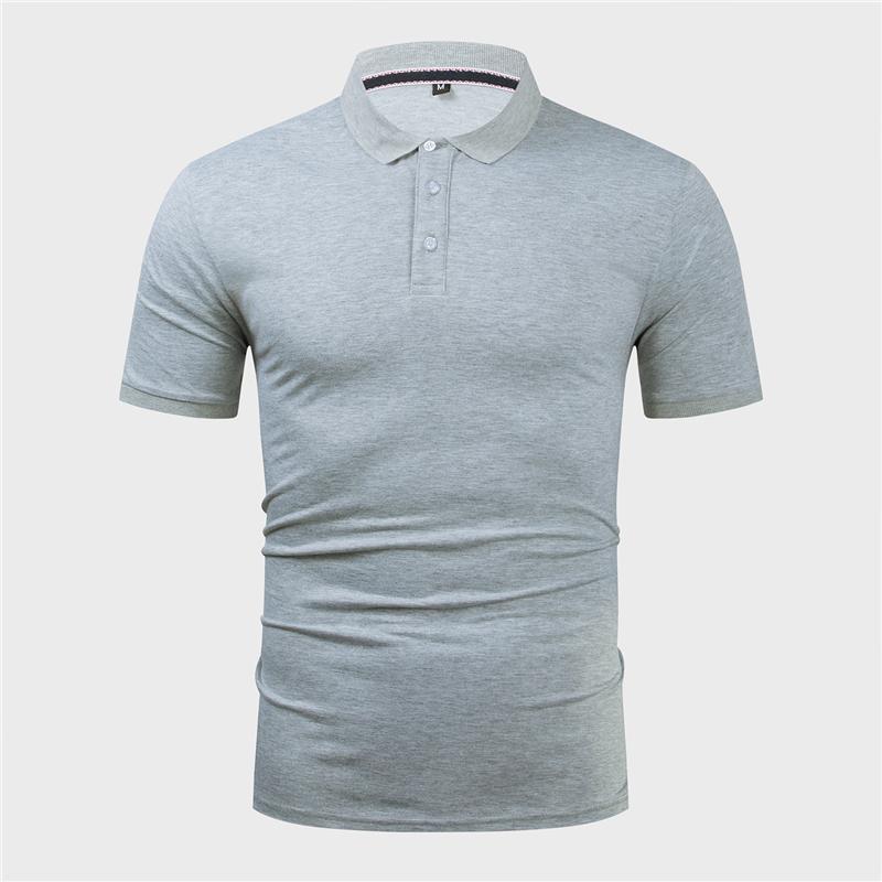 Summer New Men Plain Polo Shirt Short Sleeve 100% Cotton Polo Shirt Men Smart Casual Patchwork Gray Polo Shirts Clothes