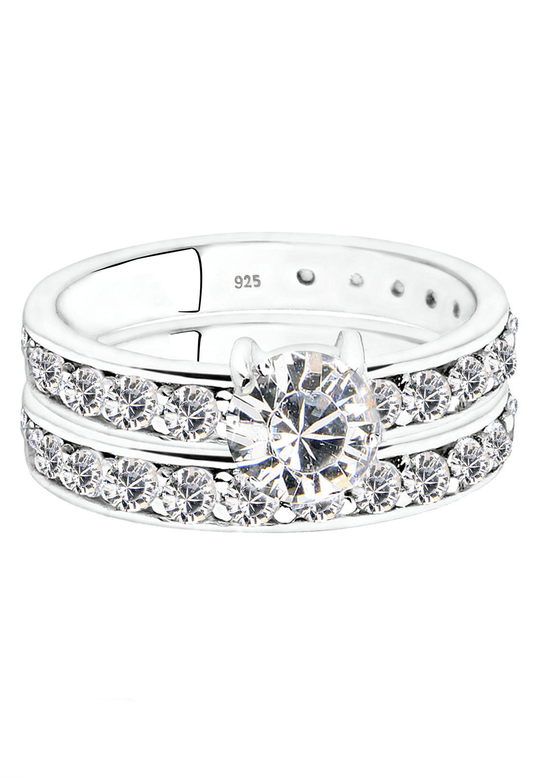 Elli Femmes set bague empilable avec cristaux en argent sterling 925