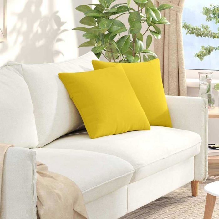 Bankkussens - vidaXL - Lichtgeel - 45x45 cm - Afneembare hoezen - Polyester vulling - Geschikt voor binnen