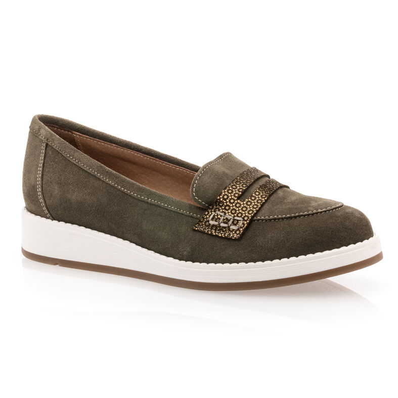 Grüne Damen-Loafer/Bootsschuhe