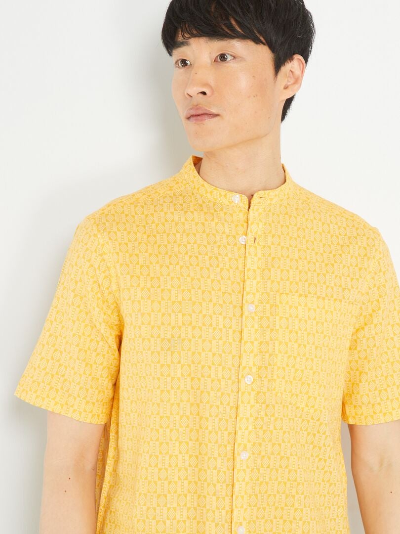 Camisa de lino estampada - AMARILLA