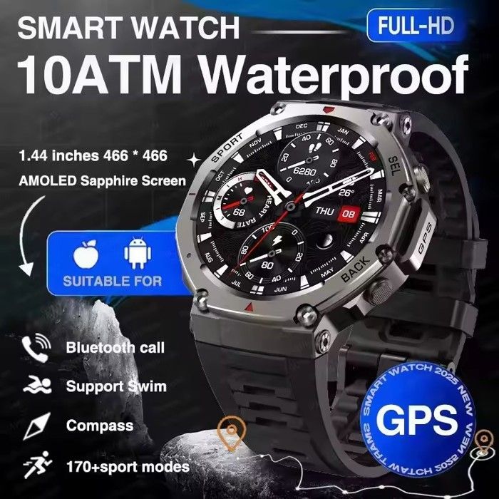 Smartwatch - GATO NEGRO - T-rex 3 Ultra - GPS integrato - Resistente all'acqua fino a 5 ATM - AMOLED da 48 mm