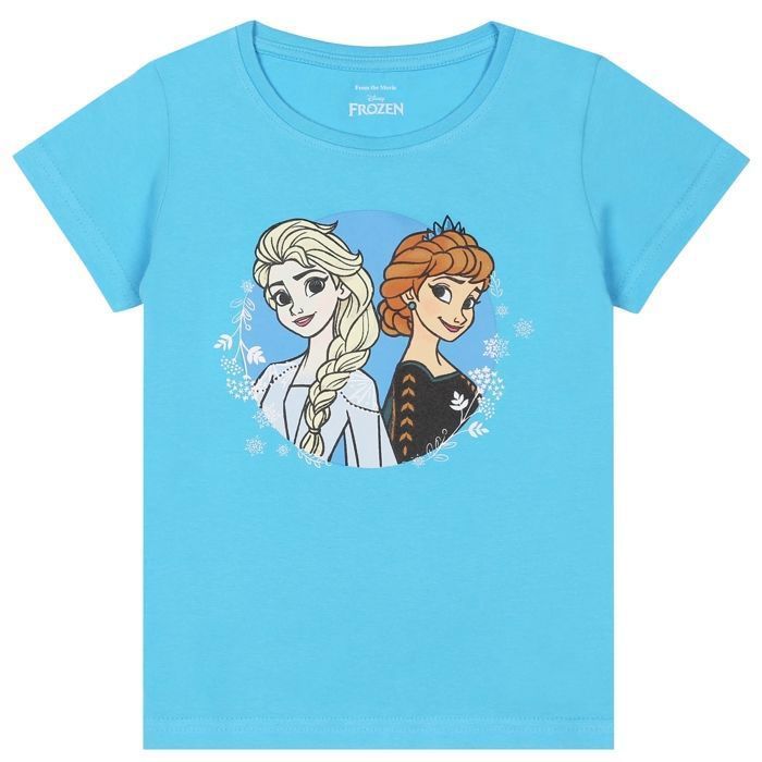 Pijama de algodón azul de manga corta para niña con estampado de Anna y Elsa de Frozen, talla 8.