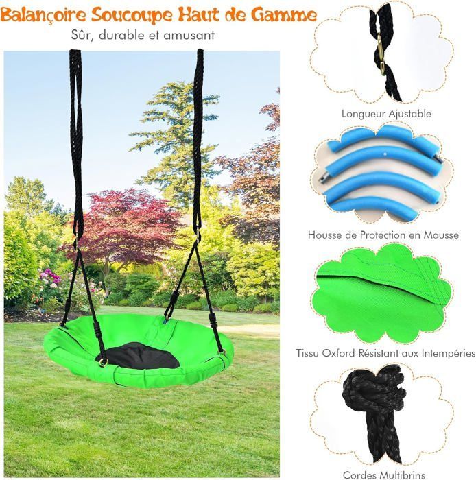GOPLUS Juego de columpios 3 en 1 con estructura en A y capacidad de carga de 200 kg - Juego de columpios de agilidad 3 en 1 - 1 columpio en forma de U + 1 columpio cara a cara + 2 anillas de gimnasia
