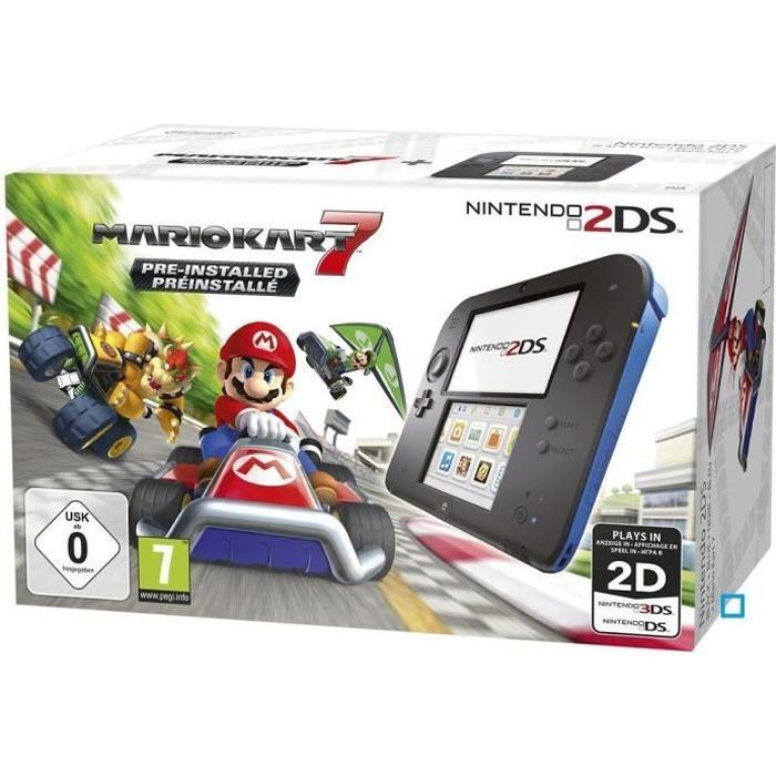 Consola Nintendo 2DS • Negra y azul + Mario Kart 7 (preinstalado)